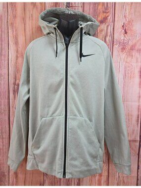 Nike Dri-Fit Mens Light Gray Full-Zip Hoodie Jacket Large